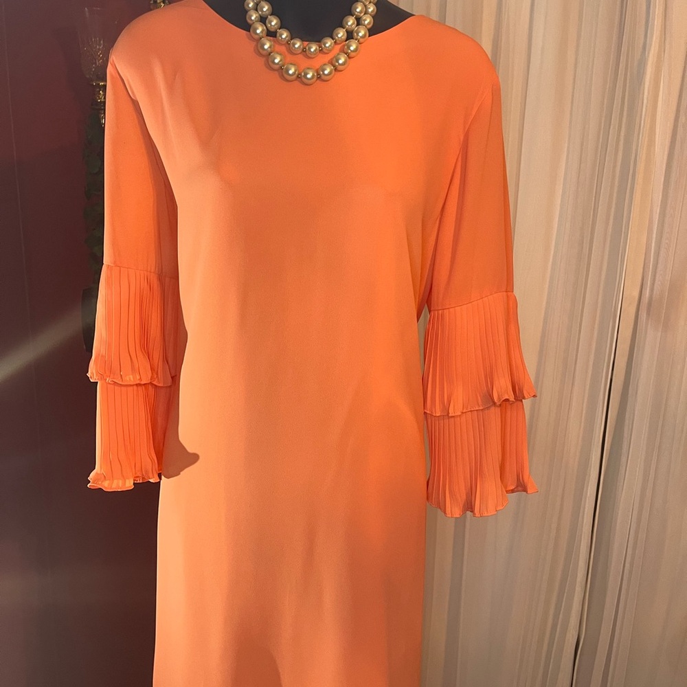 Cato Elegant Orange Dress with Ruffled Sleeves